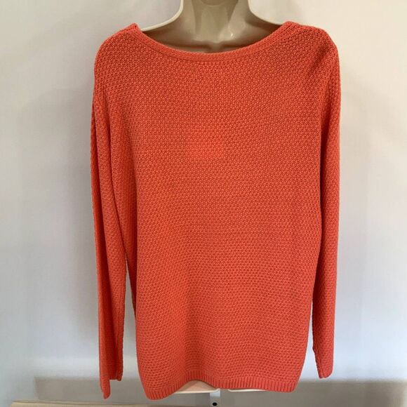NWT! Lightweight Cable Knit Boatneck Sweater By Croft & Barrow in Coral Size L - Picture 10 of 11